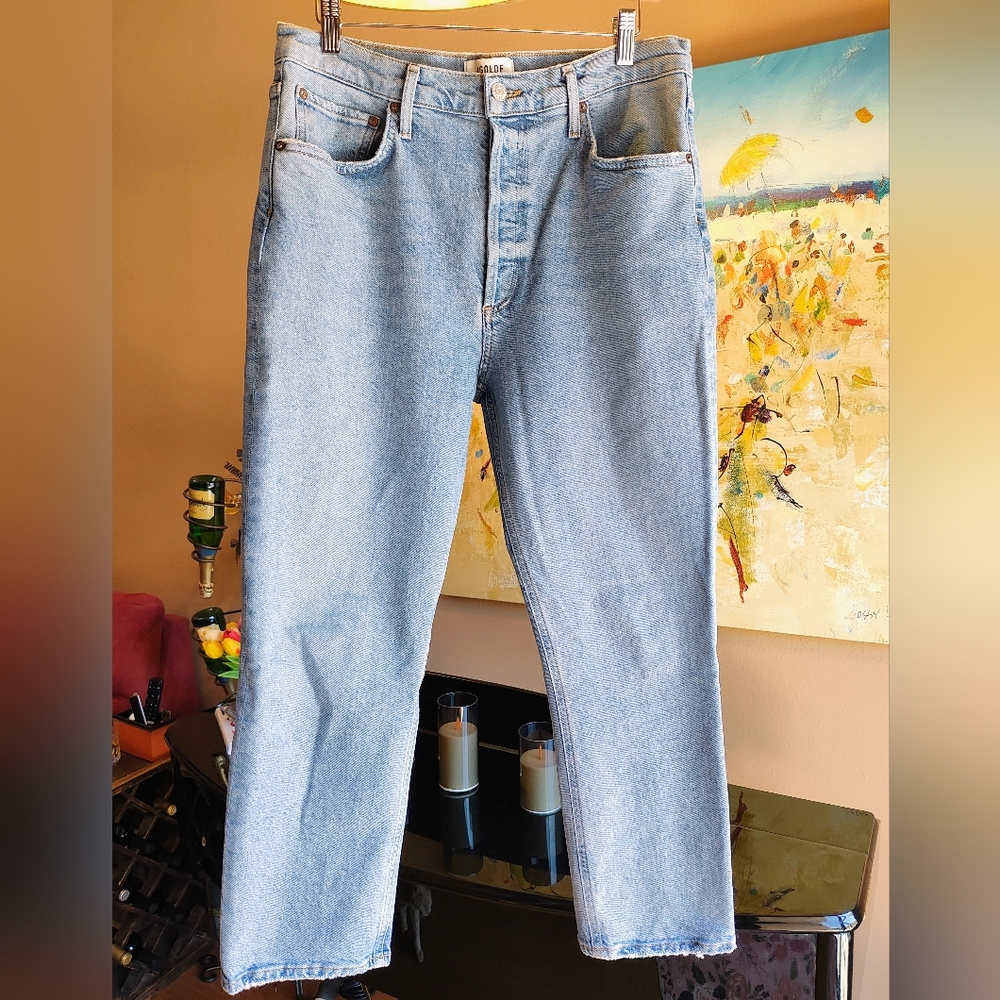 Agolde Riley High Rise Straight Crop In Color shiver Size 30